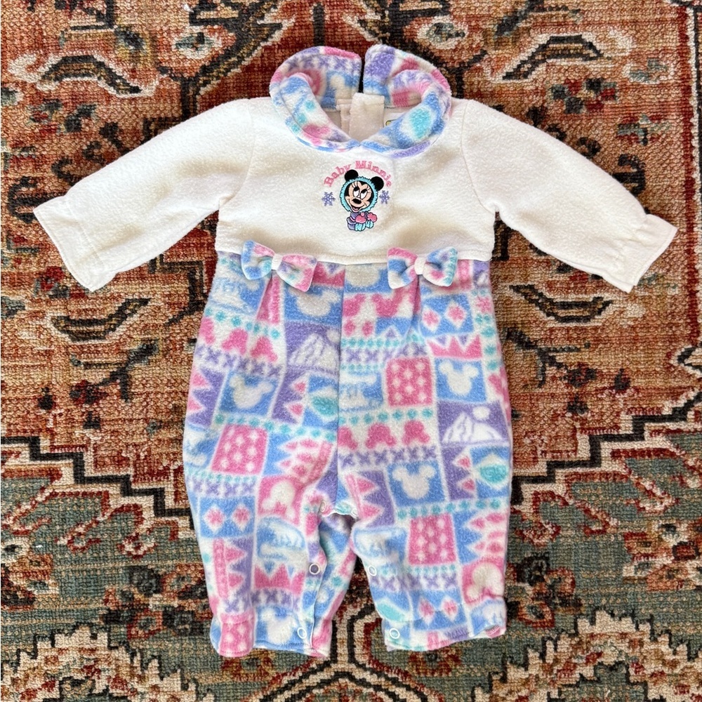 Vintage Disney Baby Minnie Mouse Fleece Onesie